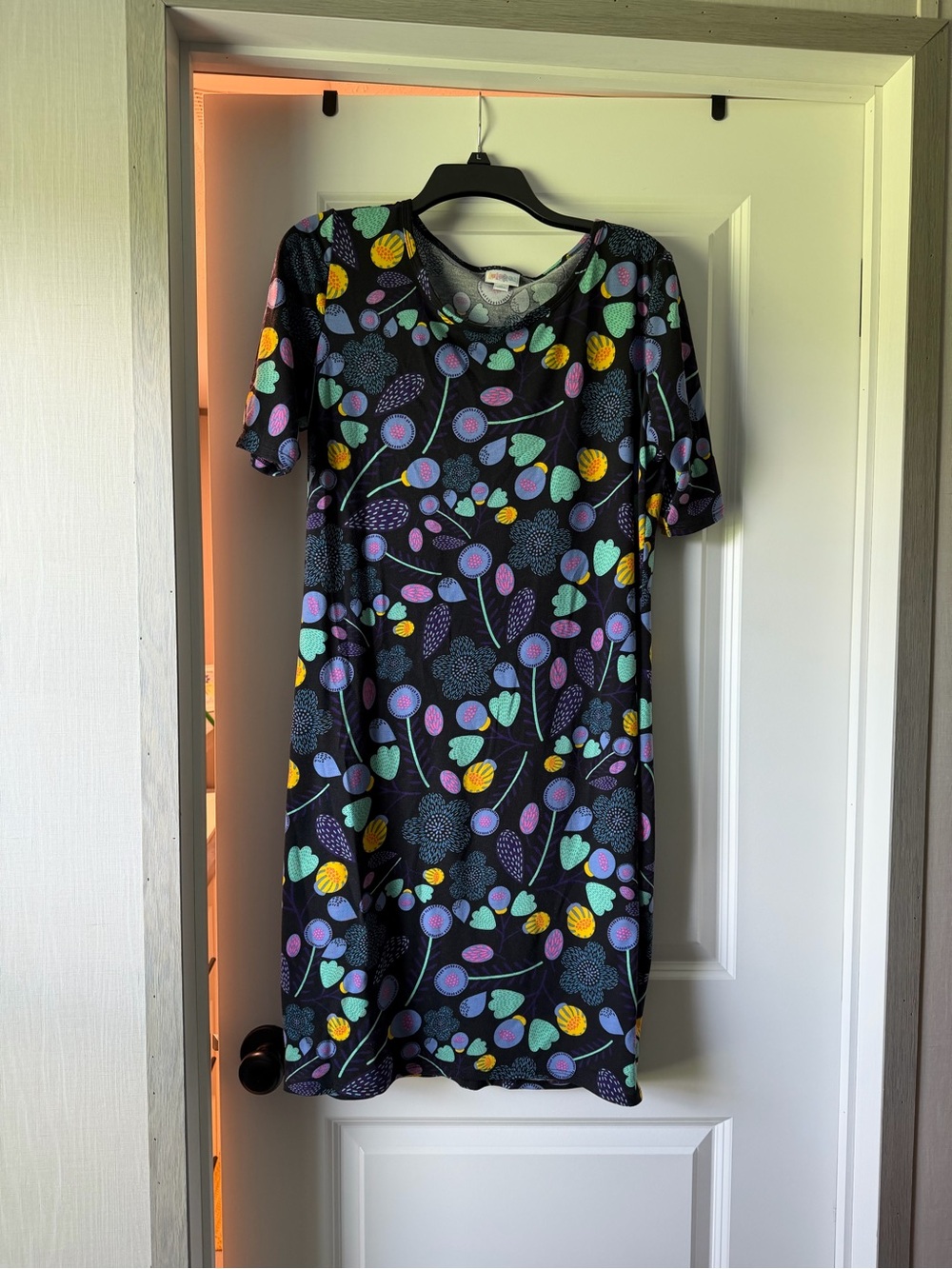 Lularoe Black Floral Print Short Sleeve Women’s Dress